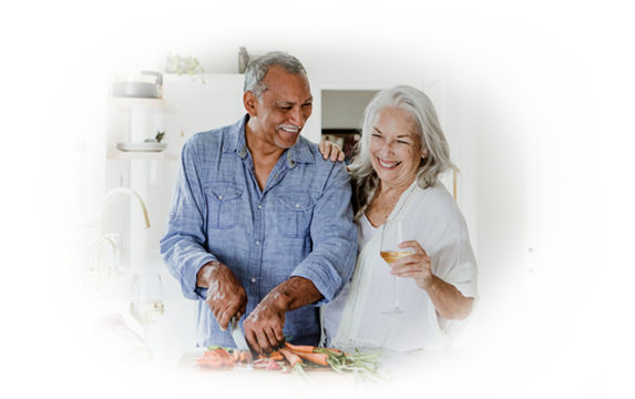 Elderly Couple Cooking Together