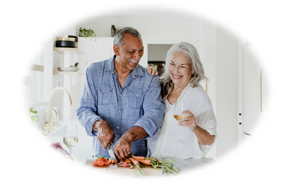 Elderly Couple Cooking Together